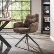 Dining room chairs - Set of 2 Dining room chairs Elite Taupe Chenille Fabric Rich Rotatable - Dimehouse