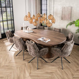 Dining room chairs - Dining room chair Elite Taupe Chenille Fabric Rich Rotatable - Dimehouse