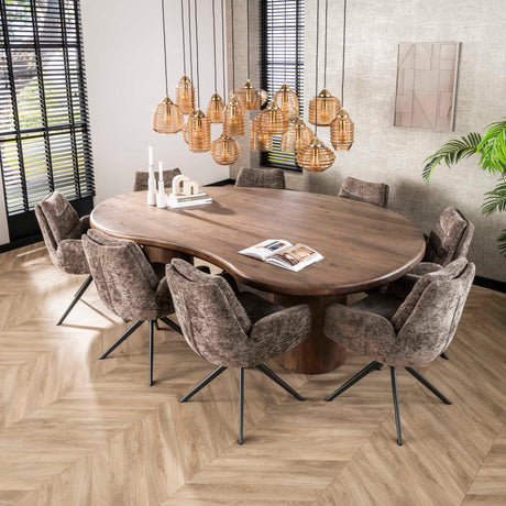 Dining room chairs - Dining room chair Elite Taupe Chenille Fabric Rich Rotatable - Dimehouse