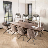 Dining room chairs - Set of 2 Dining room chairs Elite Taupe Chenille Fabric Rich Rotatable - Dimehouse