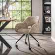 Dining room chairs - Dining room chair with wheels Springo Rotatable Eagle Fabric Sand - Dimehouse