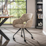 Dining room chairs - Dining room chair with wheels Springo Rotatable Eagle Fabric Sand - Dimehouse