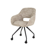 Dining room chairs - Dining room chair with wheels Springo Rotatable Eagle Fabric Sand - Dimehouse