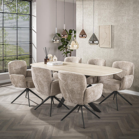 Dining room chairs - Set of 2 dining room chairs Savona swivel Hoven rich sand - Dimehouse