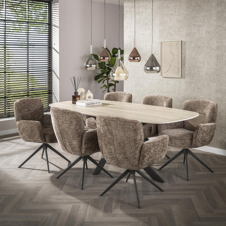 Dining room chairs - Set of 2 dining room chairs Savona swivel Hoven rich champagne - Dimehouse