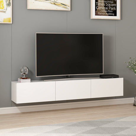 TV Furniture - TV Furniture Set Rigel White Melamine 180x30x32 cm - Dimehouse
