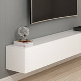 TV Furniture - TV Furniture Set Rigel White Melamine 180x30x32 cm - Dimehouse