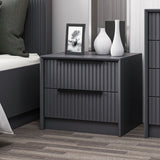 Bedside tables - Bedside table Kale Luxury Anthracite Melamine 45x53x45 cm - Dimehouse