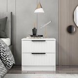 Bedside tables - Bedside table Kala Plus White Melamine 50x47x40 cm - Dimehouse