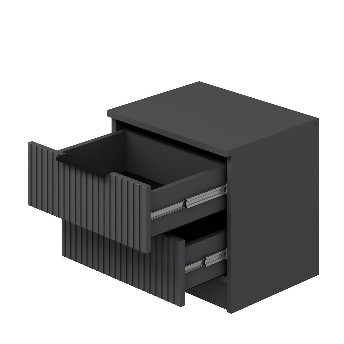 Bedside tables - Kala Plus Bedside Table Anthracite Melamine 50x47x40 cm - Dimehouse