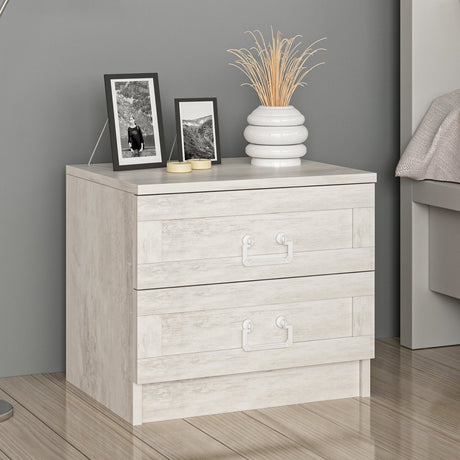 Bedside tables - Bedside table Bare White Melamine 54x40x47 cm - Dimehouse