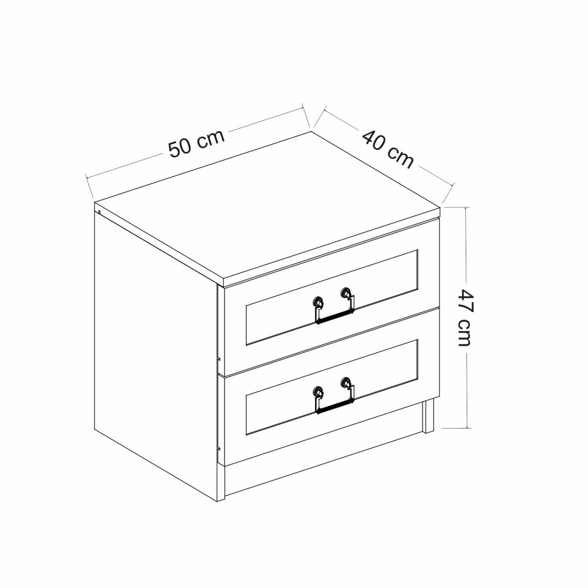 Bedside tables - Bedside table Bare White Melamine 54x40x47 cm - Dimehouse