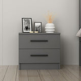 Bedside tables - Bedside table Kale Anthracite Melamine 50x40x47 cm - Dimehouse