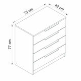 Chests of drawers - Chest of drawers Kala Plus Walnut Melamine 73x77x42 cm - Dimehouse