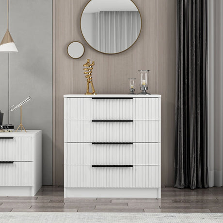 Chests of drawers - Chest of drawers Bare White Melamine 72x77x42 cm - Dimehouse