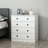 Chests of drawers - Chest of drawers Bare White with Knobs Melamine 72x77x42 cm - Dimehouse
