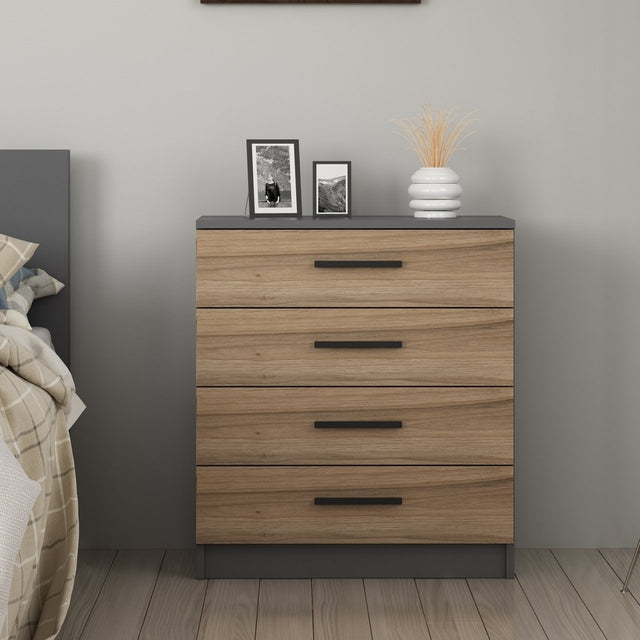 Chests of drawers - Chest of drawers Bare Walnut Melamine 70x42x79 cm - Dimehouse