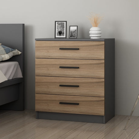 Chests of drawers - Chest of drawers Bare Walnut Melamine 70x42x79 cm - Dimehouse