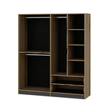 Wardrobes - Wardrobe Elina Anthracite Gold Melamine 185x208x52 cm - Dimehouse