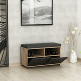 Shoe cabinets - Shoe cabinet Drago Walnut Black Melamine 80x42x35 cm - Dimehouse