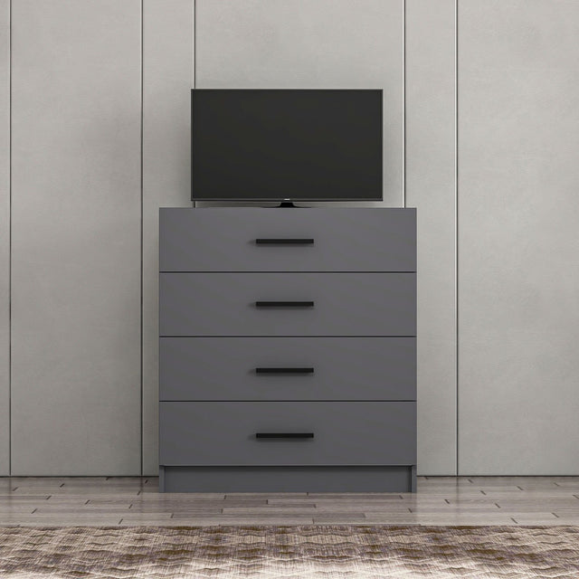 Chests of drawers - Chest of drawers Kale TV Anthracite Melamine 90x100x47 cm - Dimehouse