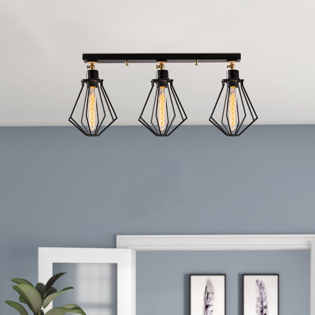 Hanging lamps - Hanging lamp 3 - lights Black Gold Metal Palisade - Dimehouse