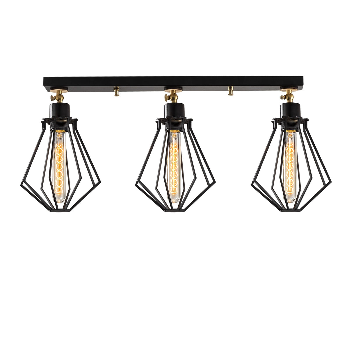 Hanging lamps - Hanging lamp 3 - lights Black Gold Metal Palisade - Dimehouse