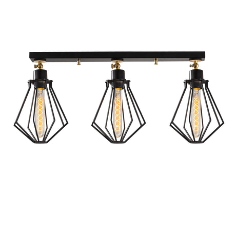 Hanging lamps - Hanging lamp 3 - lights Black Gold Metal Palisade - Dimehouse