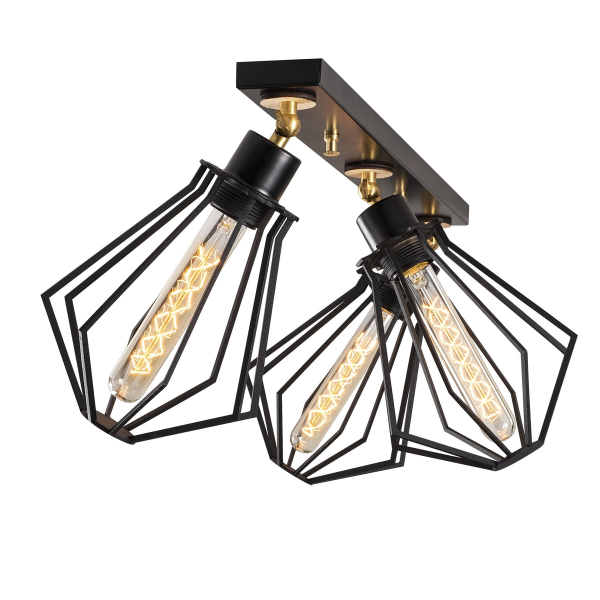 Hanging lamps - Hanging lamp 3 - lights Black Gold Metal Palisade - Dimehouse