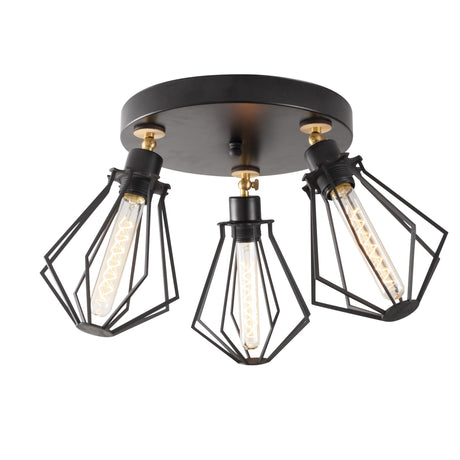 Hanging lamps - Ceiling lamp Round Black Gold Metal Palisade - Dimehouse