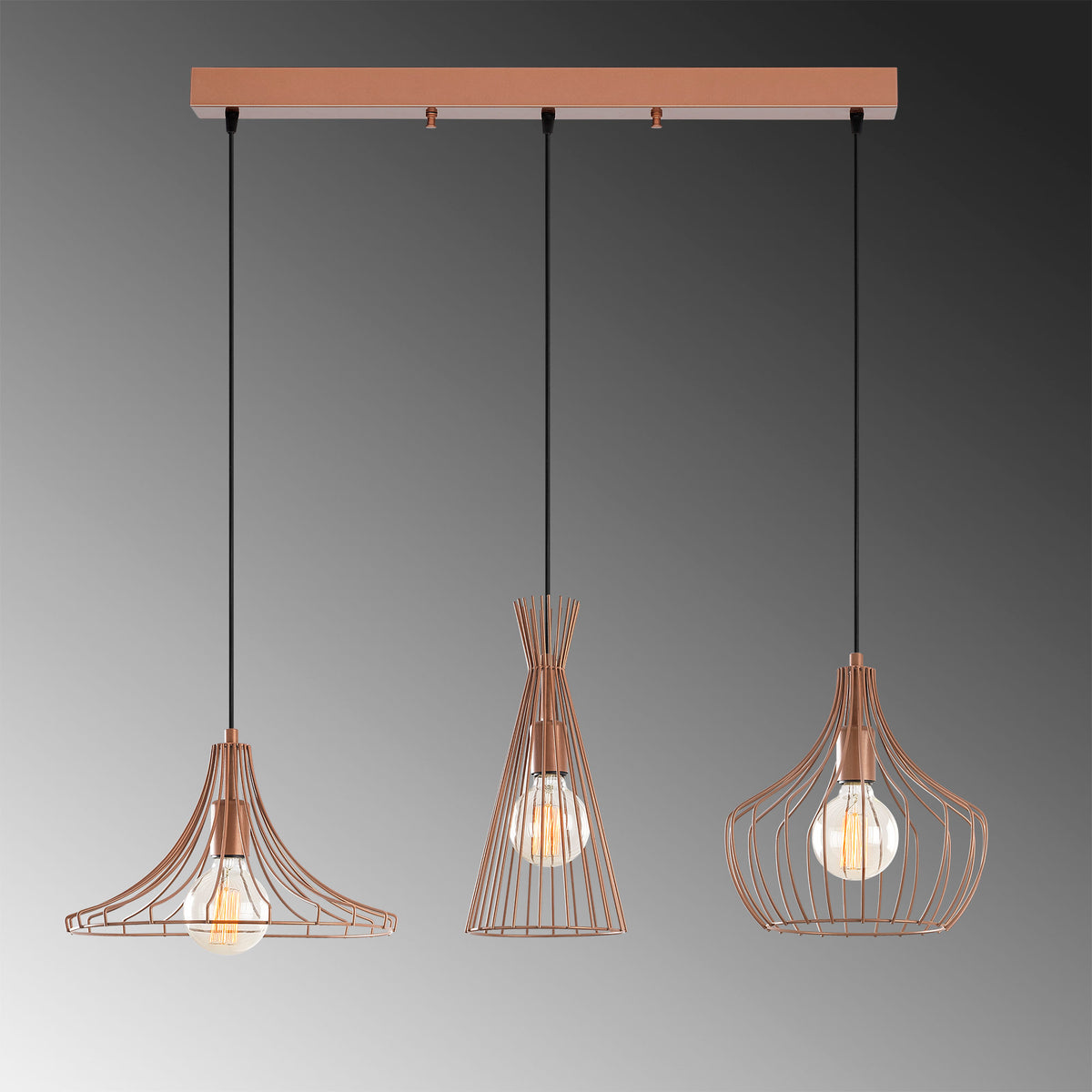 Hanging lamps - Hanging lamp 3 - lights Copper-colored Metal Evermere - Dimehouse