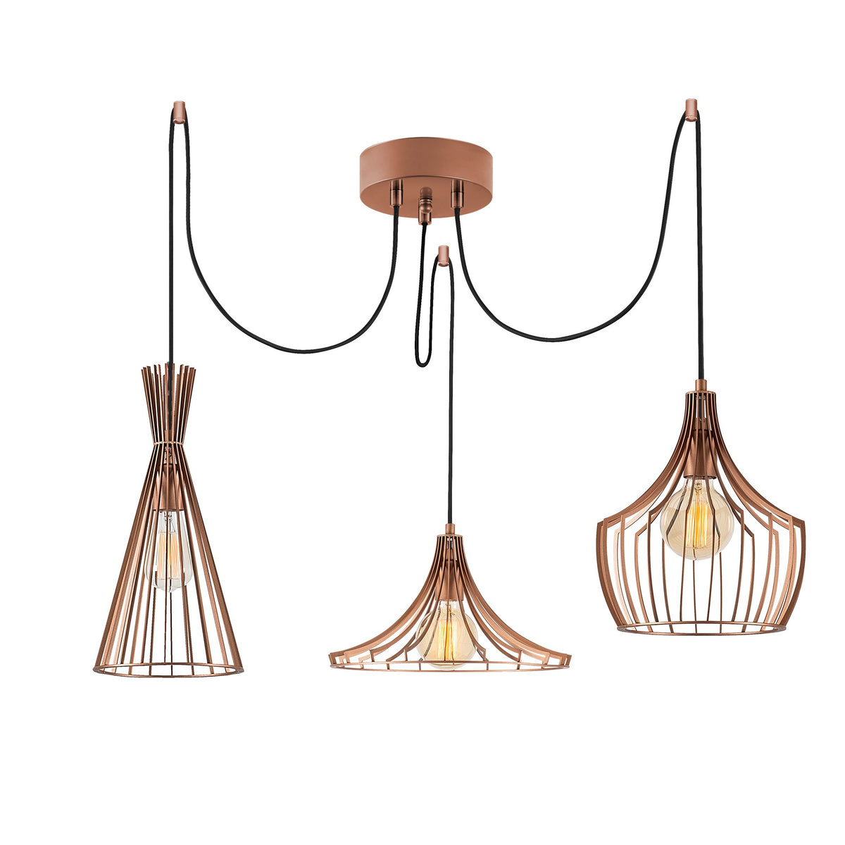 Hanging lamps - Hanging lamp Copper-colored 3 - lights Metal Evermere - Dimehouse