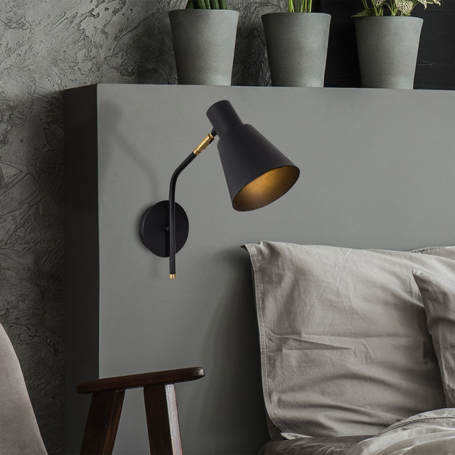 Wall lamps - Wall lamp Black Gold Metal Crimson - Dimehouse