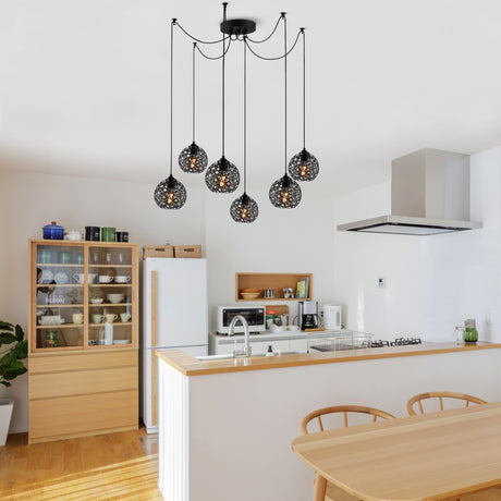 Hanging lamps - Hanging lamp 6 - lights Black Metal Quartz - Dimehouse
