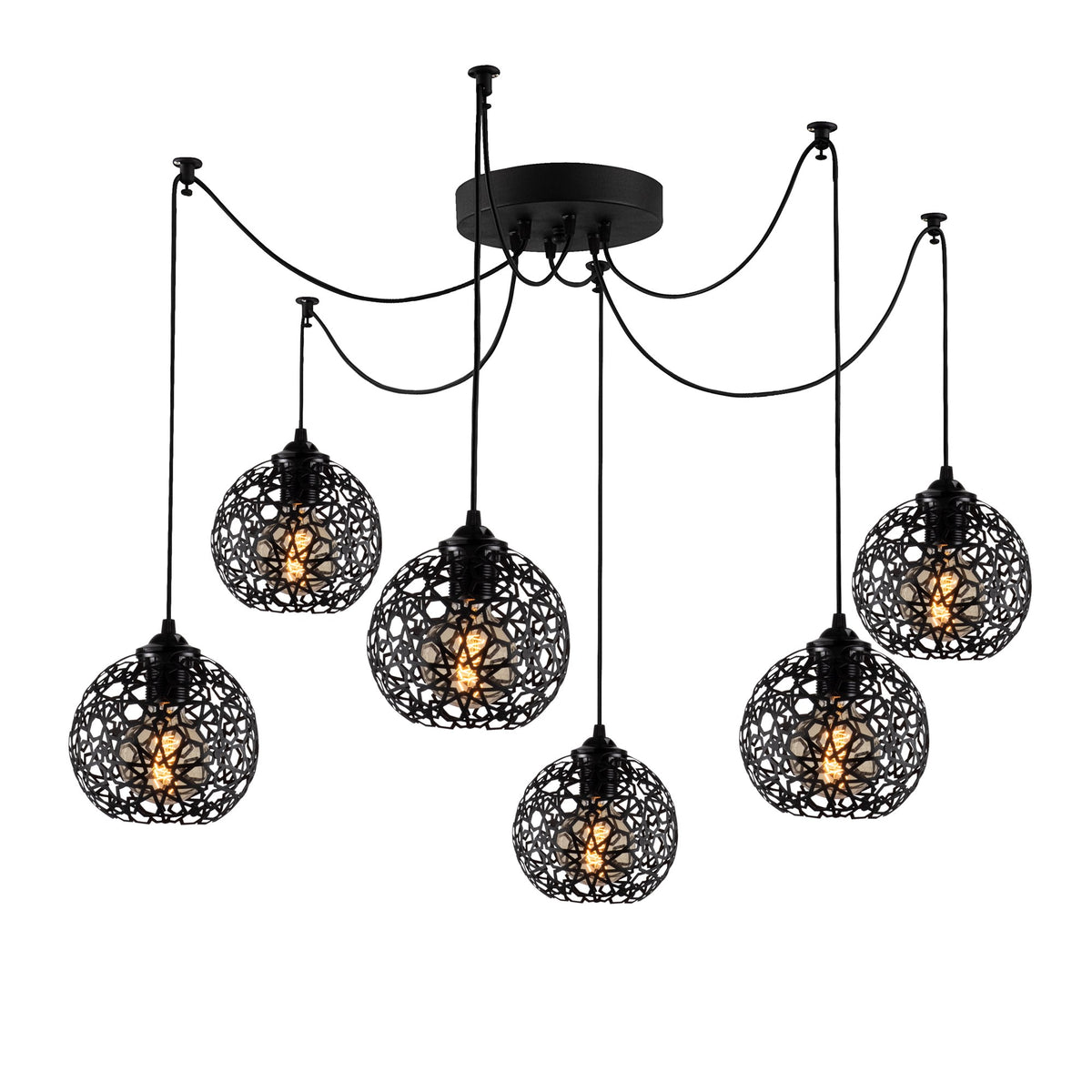Hanging lamps - Hanging lamp 6 - lights Black Metal Quartz - Dimehouse