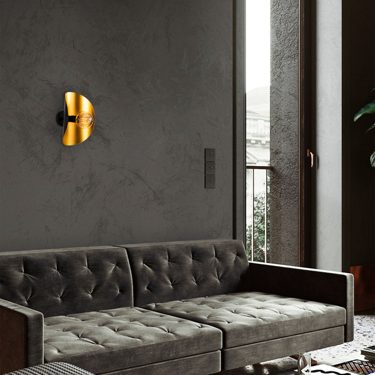 Wall lamps - Wall lamp Black Gold Metal Echelon - Dimehouse