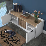 Shoe cabinets - Shoe cabinet Samos White Walnut Melamine - Dimehouse
