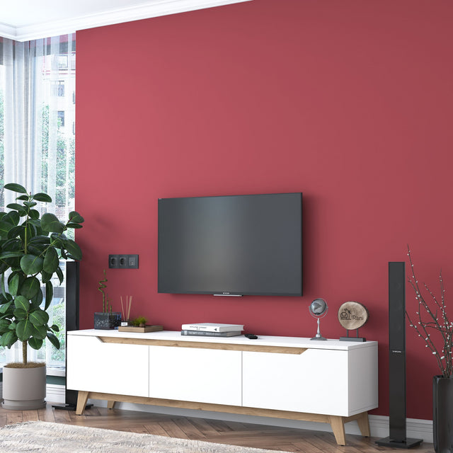 TV Furniture - TV Furniture Osiris White Light Walnut Melamine 180x48.6x35 cm - Dimehouse