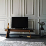 TV Furniture - TV Furniture Coral Walnut Black Glass 158x45x40 cm - Dimehouse