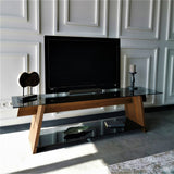 TV Furniture - TV Furniture Coral Walnut Black Glass 158x45x40 cm - Dimehouse
