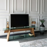 TV Furniture - TV Furniture Coral Walnut Green Glass 158x45x40 cm - Dimehouse