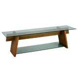 TV Furniture - TV Furniture Coral Walnut Green Glass 158x45x40 cm - Dimehouse