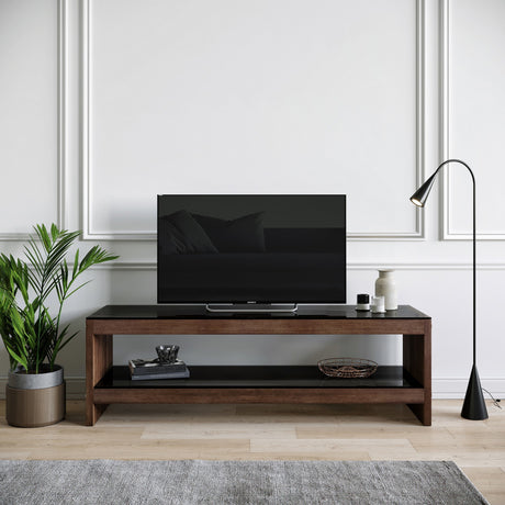 TV Furniture - TV Furniture Selene Walnut Pine Wood 140x45x40 cm - Dimehouse