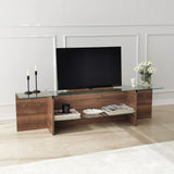 TV Furniture - TV Furniture Escape TV Walnut Glass 158x40x35 cm - Dimehouse
