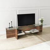 TV Furniture - TV Furniture Escape TV Walnut Glass 158x40x35 cm - Dimehouse