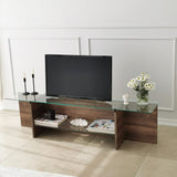 TV Furniture - TV Furniture Escape TV Walnut Glass 158x40x35 cm - Dimehouse