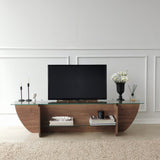 TV Furniture - TV Furniture Lily TV Walnut Glass 158x40x35 cm - Dimehouse