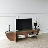 TV Furniture - TV Furniture Lily TV Walnut Glass 158x40x35 cm - Dimehouse