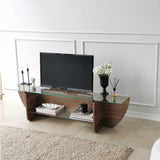 TV Furniture - TV Furniture Lily TV Walnut Glass 158x40x35 cm - Dimehouse