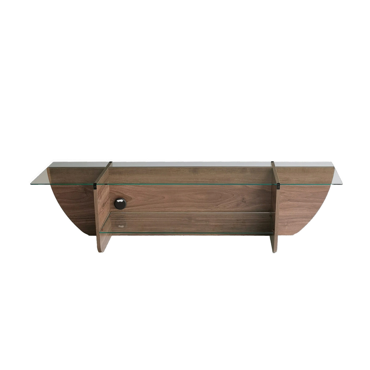 TV Furniture - TV Furniture Lily TV Walnut Glass 158x40x35 cm - Dimehouse